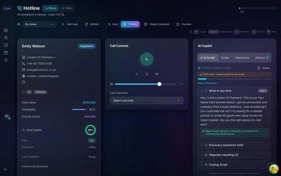 Clozo solar sales CRM platform - solar interface