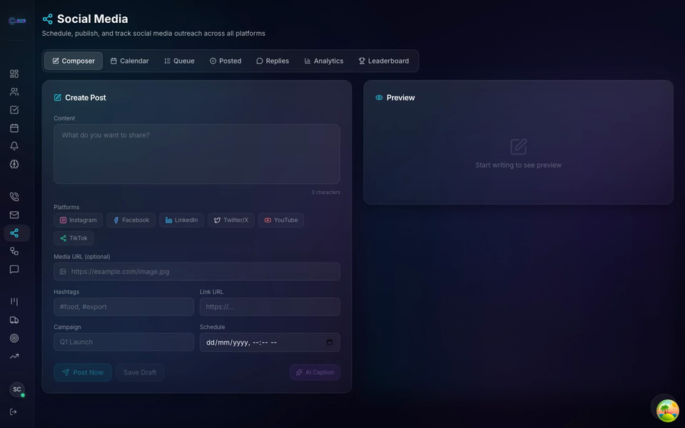 Clozo multi-channel social selling platform with LinkedIn Twitter and engagement tracking